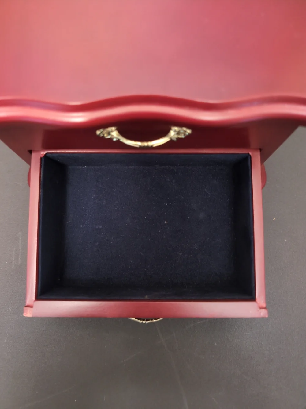 Wooden Jewelry Box with Brass Handles - Red